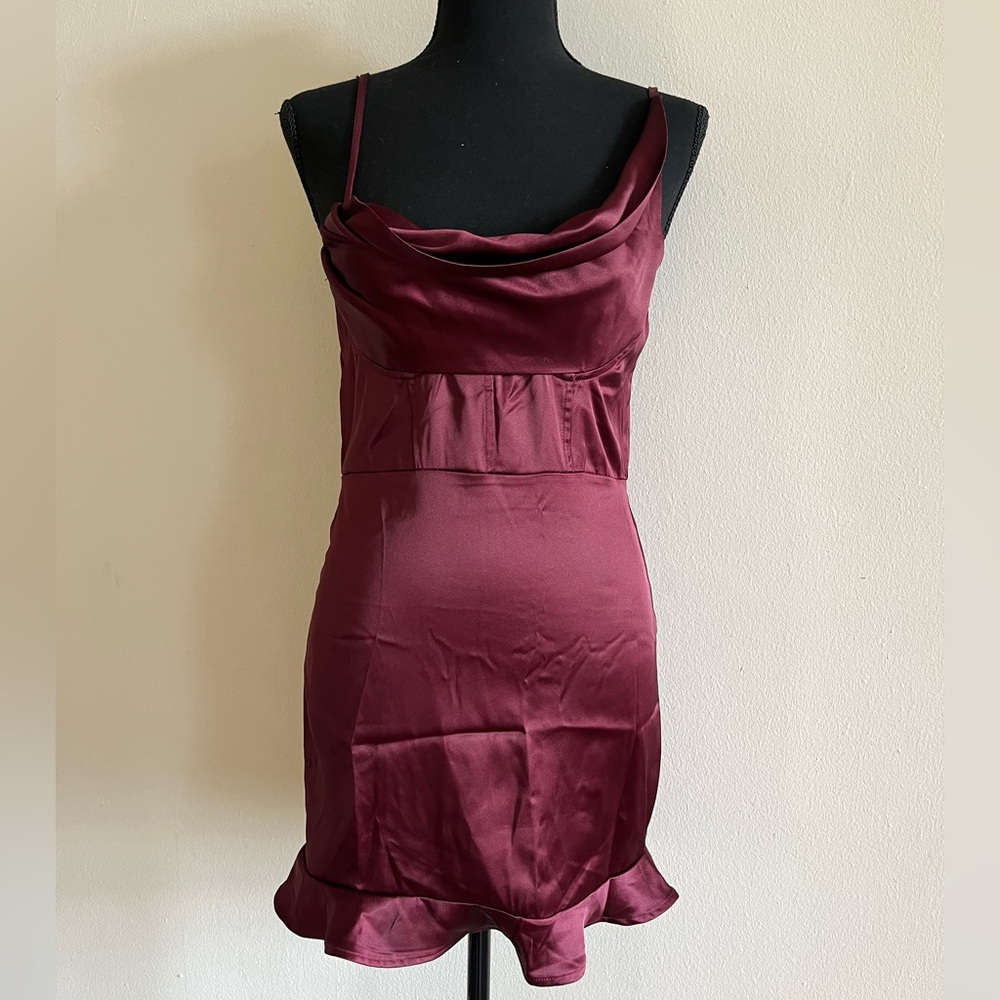 Cider Deep Red Satin Dress